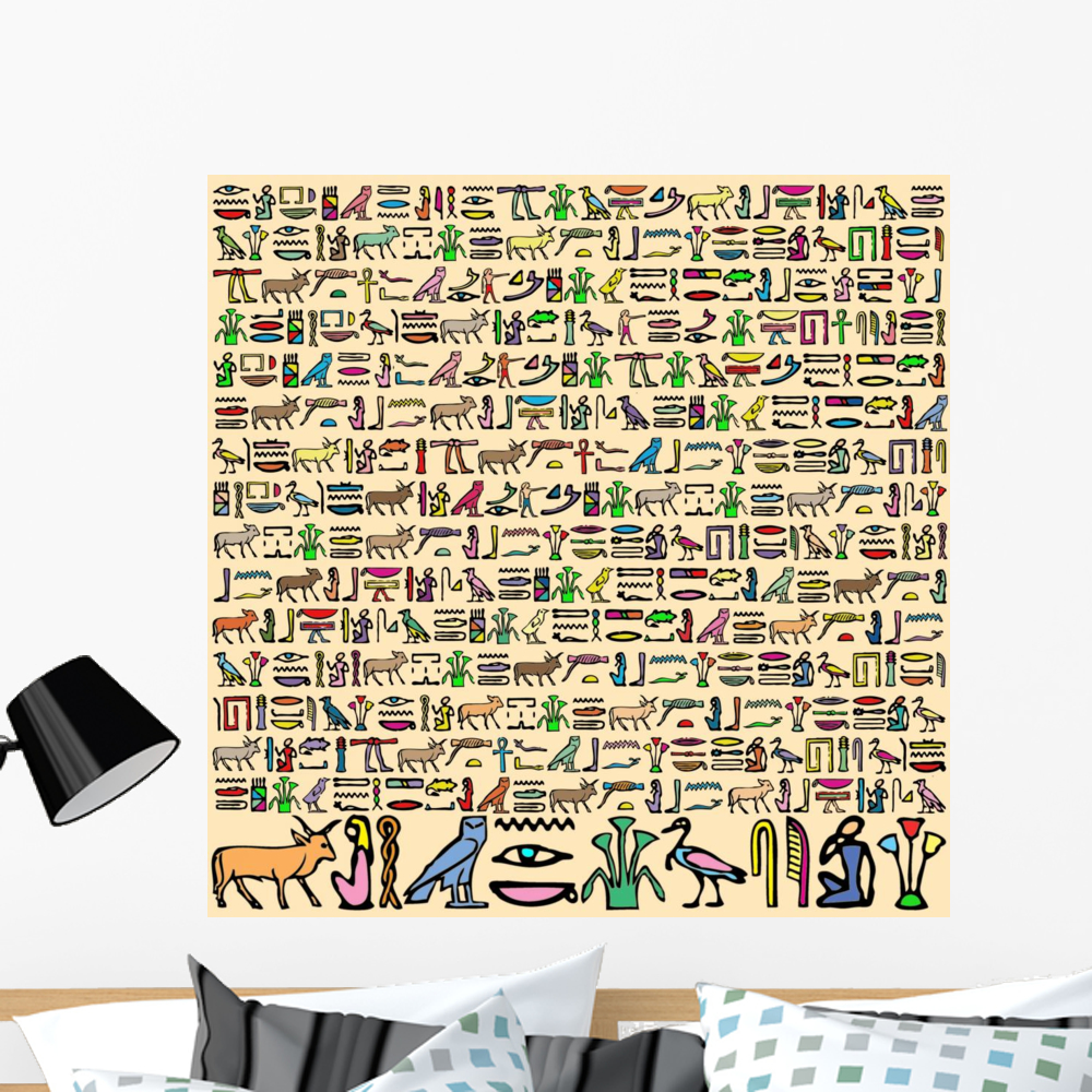 Egyptian Hieroglyphics Wall Mural by Wallmonkeys Peel and Stick Graphic ...