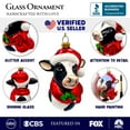 thumbnail image 3 of Festive Cow in Wreath Blown Glass Christmas Ornament, Farmhouse Theme Tree Decoration, 3 of 7