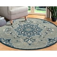 thumbnail image 2 of Elm & Oak Clio 4'10" Round Gray/Blue Medallion Handmade Wool Indoor Area Rug, 2 of 6