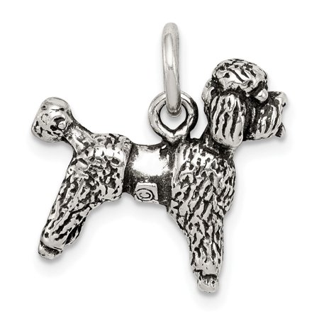 925 Sterling Silver Poodle Dog Pendant Charm, Realistic 3D Animal Design for Women