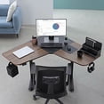 thumbnail image 2 of FITUEYES Bureau Électrique en Forme de L 36 x 35 Pouces Hauteur Réglable Bureau d'Angle Assis-Debout Table de Bureau à Domicile, Cadre Brun Foncé + Noir, 2 of 6