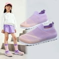 thumbnail image 4 of Unisex Kids Purple Slip On Shoes - Breathable Mesh Sneakers for 3-8 Years Little Kids, Non-Slip Lightweight Elastic Collar Casual Footwear,Size 31, 4 of 7