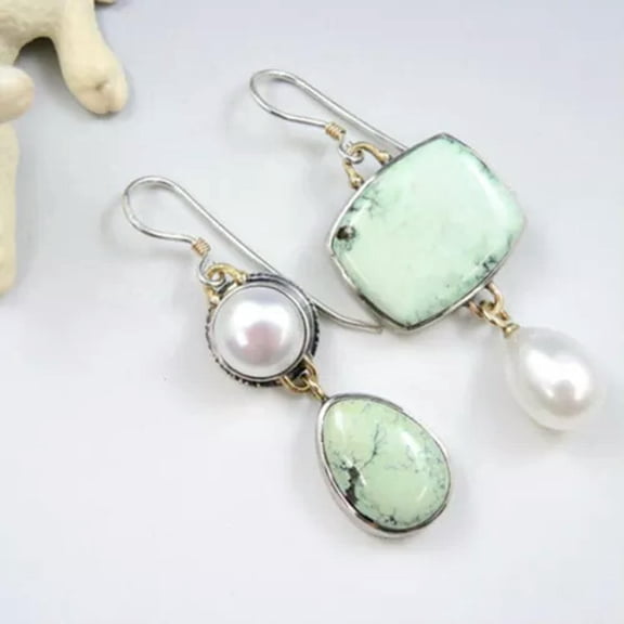 HOOUN Vintage Silver Dangle Drop Earrings Women Hook Zirconia Jewelry Ear Gift A Pair-Style 1