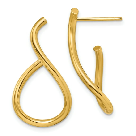 Primal Gold 14 Karat Yellow Gold 29.5mm Twisted Teardrop Post Dangle Earrings