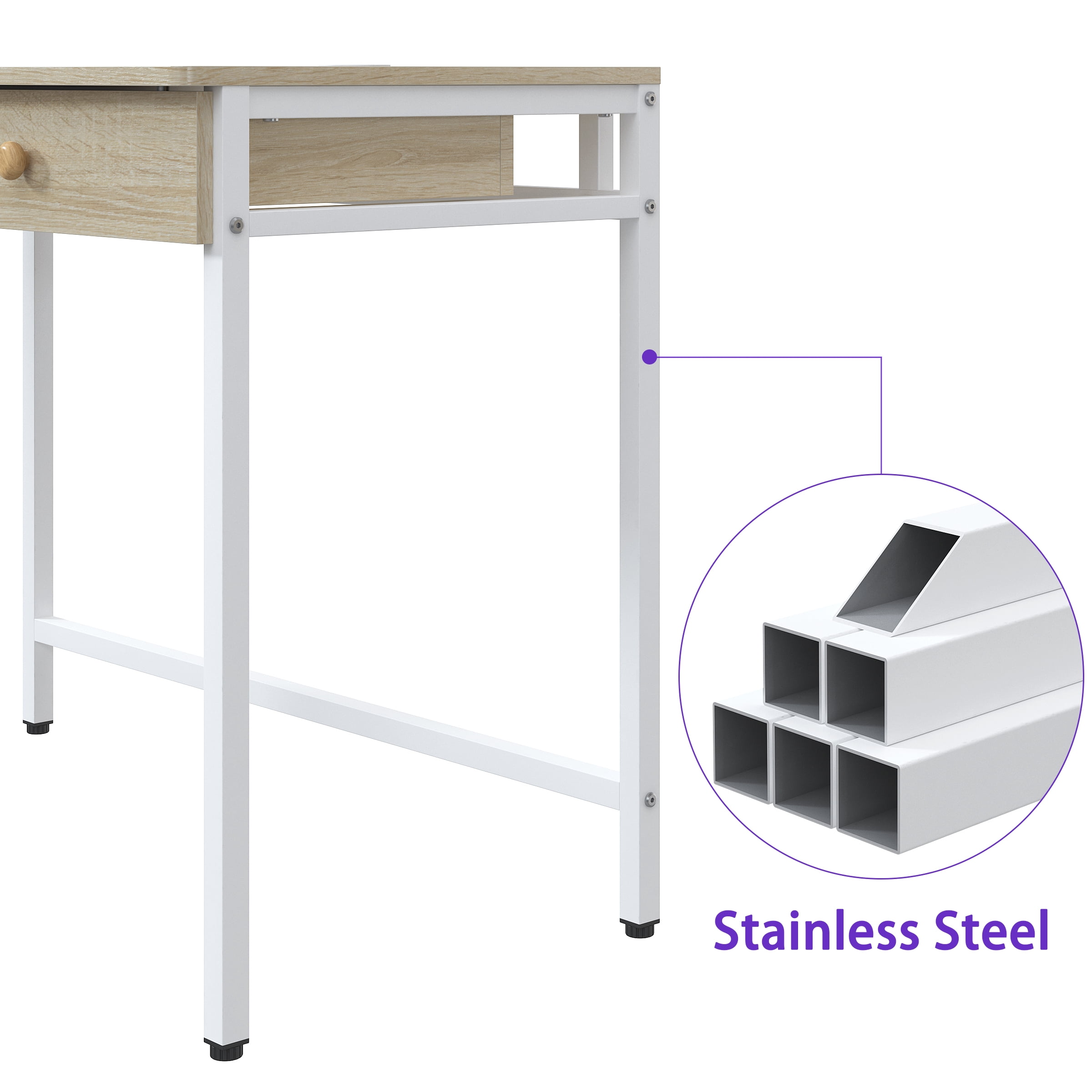 Yoneston 40 Inch Small Computer Desk with 2 Drawers, Vanity Desk with Storage for Bedroom, Home Office Working Table for Bedroom & Small Spaces, Beige