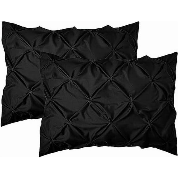 2-Pack Sham Set, Egyptian Quality 1500 Series, Stylish Design-Easy Care, Wrinkle Resistant, Pleated King, Black
