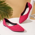 thumbnail image 3 of Womens Ballet Flat Shoes Pointed Toe Slip on Casual Dressy Shoes Solid Color Suede Comfy Arch Support Orthopedic Walking Shoes Hot Pink Size 7, 3 of 6