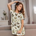 thumbnail image 6 of Salouo Funny Chicken Print Short Sleeve Sleepshirt for Womens Comfy Nightgown Scoopneck Cute Nightdress Ruffle -Small, 6 of 7