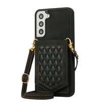 Dteck PU Leather Wallet Cover for Samsung Galaxy S22 Plus 5G Crossbody Case with Credit Card Holder 6.6", Women Girl Purse Kickstand Galaxy S22 /S22 Plus Cover,Black