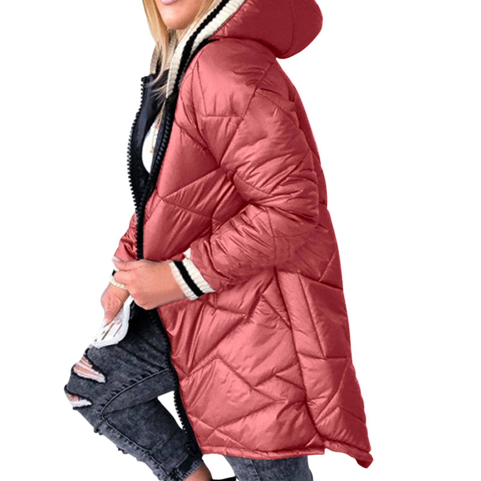 HSMQHJWE Swim Parka Women Coat Women Plus Womens Winter Long Sleeve Coat Long Hoodie Warm Down Coat With Pockets Quilted Outdoor Jacket Summer Jackets Women Casual - image 2 of 6