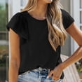 thumbnail image 3 of Mittory Womens Shirts Casual Crewneck Cap Sleeve T Shirt Cute Summer Tops Loose Knitted Blouses, 3 of 6