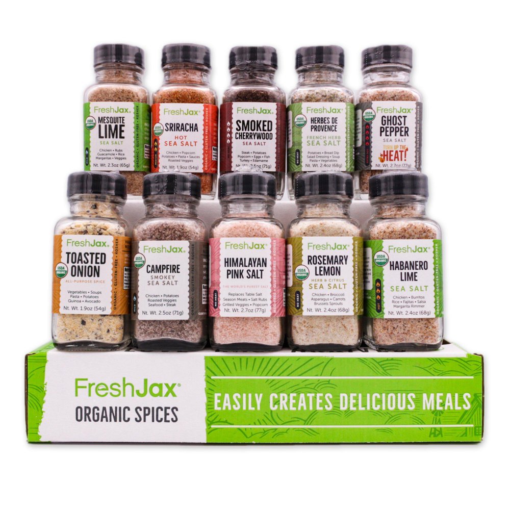 Certified Organic Seasoned Salts 10 Spice Gift Set FreshJax Gourmet