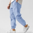 thumbnail image 2 of cfhntfmh Mens Jogger Pants Casual Loose Pants Elastic Waist Drawstring Lightweight Yoga Trousers with Pockets (Light Blue,3X-Large), 2 of 6