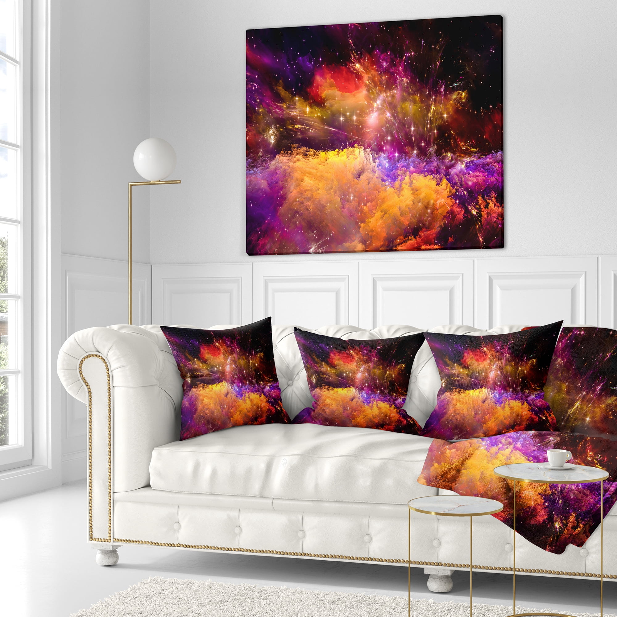 Designart Universe Fractal Burst - Abstract Throw Pillow - 16x16