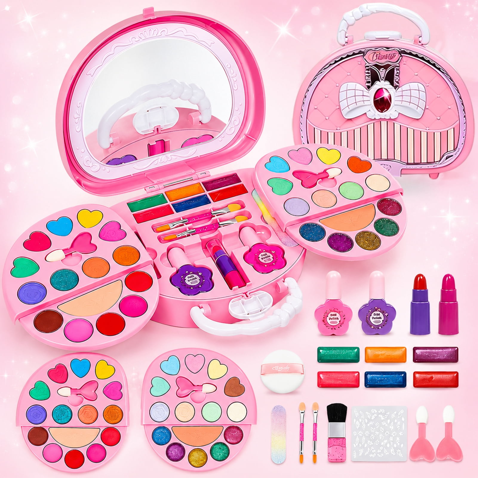 Huge Wave 72 PCS Kids Makeup Kit for Girl Toys, Real Washable