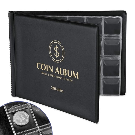 MUNDIDO Coin Collection Holder Album for Collectors, 240 Pockets Coin Collection Book Office Supplies