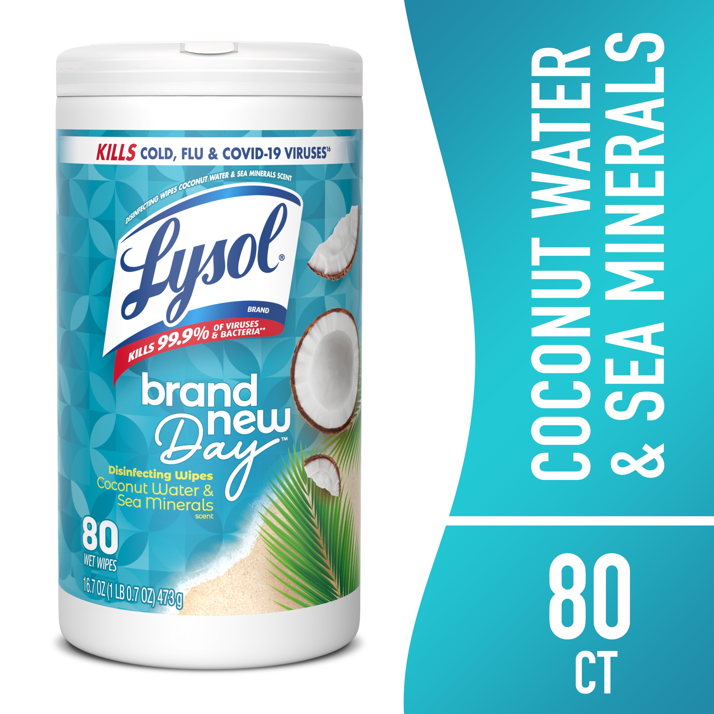 (3 pack) Lysol Disinfecting Wipes, All Purpose Cleaner, Multi Surface Antibacterial Cleaning Wipes, Cleaning Supplies, Coconut & Sea Minerals Scent, 80 Count