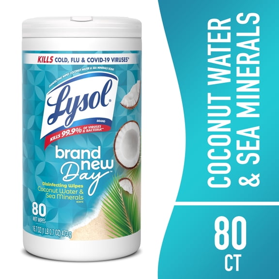 Lysol® Disinfectant Wipes, Multi-Surface Antibacterial Cleaning Wipes, For Disinfecting and Cleaning, Coconut & Sea Minerals, 80 Count
