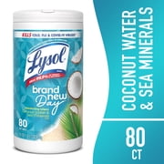 Lysol Disinfecting Wipes, All Purpose Cleaner, Multi Surface Antibacterial Cleaning Wipes, Cleaning Supplies, Coconut & Sea Minerals Scent, 80 Count