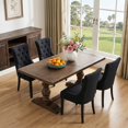 thumbnail image 5 of Modern Tufted Linen Dining Chairs with Solid Wood Legs, Set of 2, Black, 5 of 10