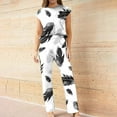 thumbnail image 4 of WXLWZYWL Summer Saving Women's Summer 2PC Sets Casual Sleeveless Floral Printing Front Short Back Tank Top with Pants Set, 4 of 4