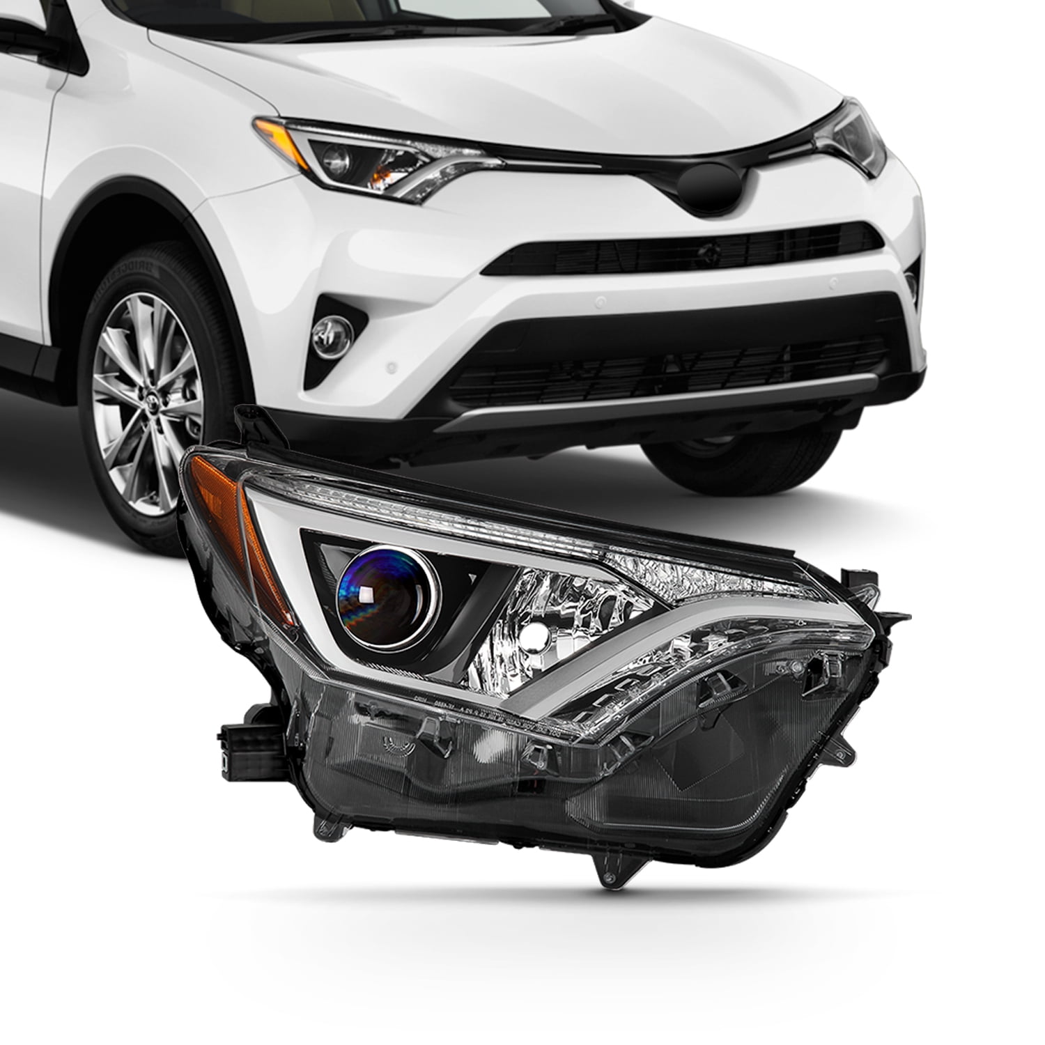 For 20162018 Toyota Rav4 [Tube Bar] Halogen Projector Headlight
