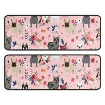 Kitchen Rugs Sets Of 2,French Bulldog Dog Pattern with Pioneer Flower Anti Fatigue Kitchen Mat Rugs Non Slip Washable,Decorative Kitchen Floor Mats for Kitchen,Sink,Laundry,17"x47" 17"x47"