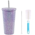 thumbnail image 3 of Botella de agua de 500 ml de acero inoxidable con decoración de diamantes de imitación, taza de agua al vacío para mujer, 3 of 14