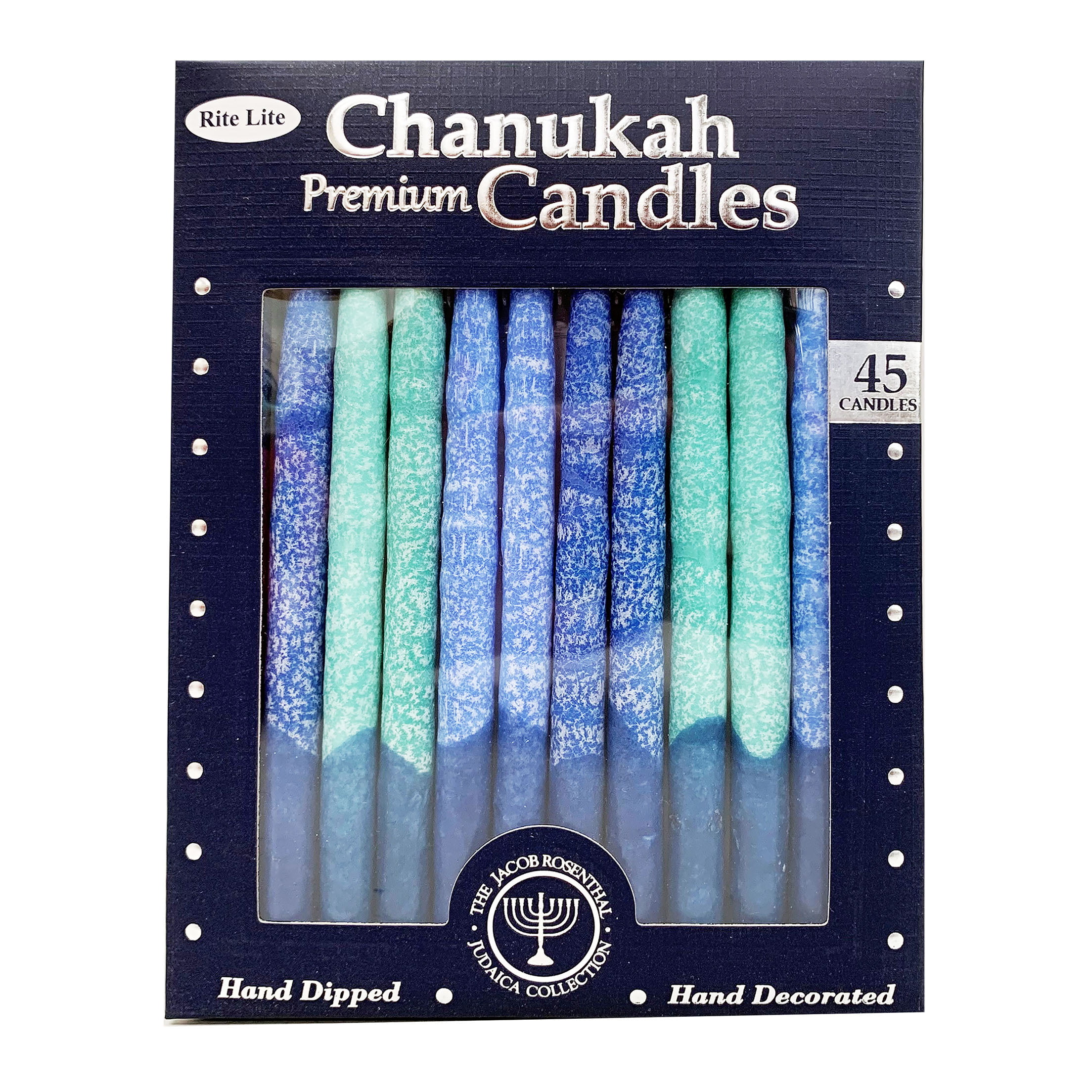 Tall Measures 5.25 inches Box of 45 Rite-Lite Premium Chanukah Candles Grayish Yellow PInk Purple Mult