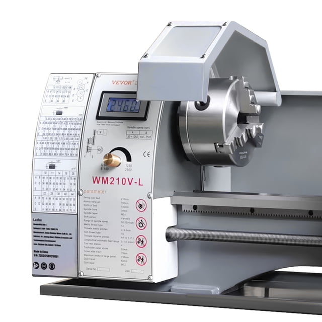 VEVOR Máquina de torno de metal, 8.3'' x 29.5'', Torno de metal de precisión de mesa, velocidad continuamente variable de 0-2500 RPM, engranajes de metal de motor sin escobillas de 750 W, con caja de
