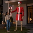 thumbnail image 5 of Skeleton Costume Set for Giant Skeleton Halloween Prop with Holiday Outfit Hat Belt and Candy Cane Accessory for Yard Display, 5 of 8