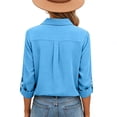 thumbnail image 6 of GZWYHT Linen Button Up Shirt Women，Button Up Shirt Womens Button Down Shirt Shirts for Women Trendy Shirts Women Womens Blouses Summer Shirt for Women Floral Blouse, 6 of 8