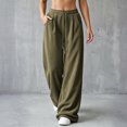 thumbnail image 6 of Mifsaly Women's Corduroy Casual Pants Wide Leg Baggy Sweatpants Fall Winter Drawstring Waist Workout Athletic Outfits with Pockets, 6 of 9