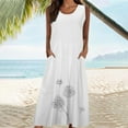 thumbnail image 2 of CHOK Robe en Lin Sans Manches Grande Taille pour Femmes Été Col Fluide Robe Longue de Plage Poches Robe Maxi Décontractée (3TG Bleu Ciel), 2 of 7
