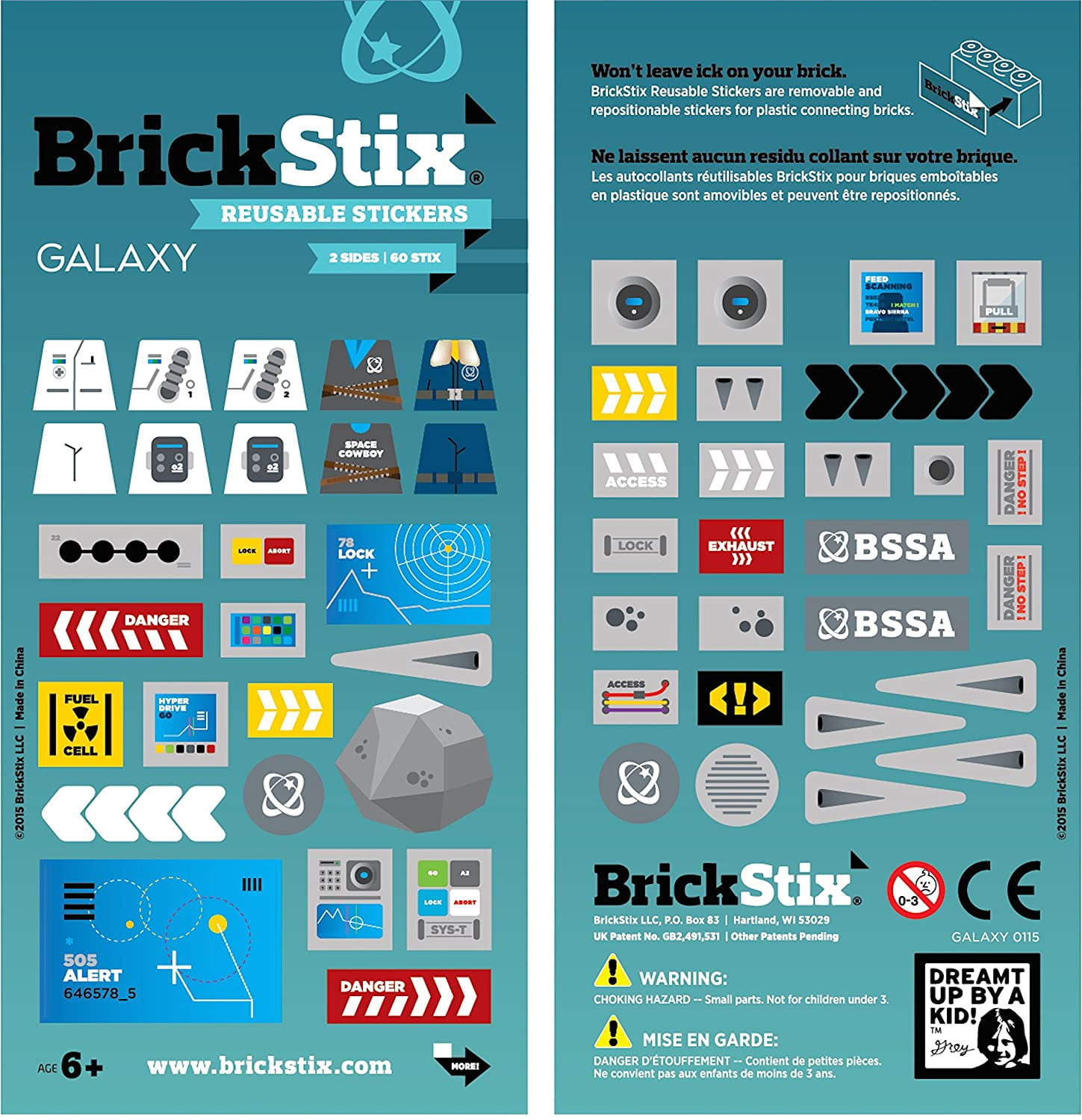 Brickstix Galaxy Brick Compatible Reusable Stickers Space Station 4 Packs 