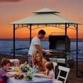 thumbnail image 4 of Demifill Outdoor Double-Tiered Grill Shelter Canopy with 2 Shelves and 7 Hooks, Grill Shelter for Outdoor, Beige, 4 of 10