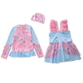 thumbnail image 4 of Girl's Swimsuits Three Piece Long Sleeve Cartoon Print Kids Swimwear, 4 of 5
