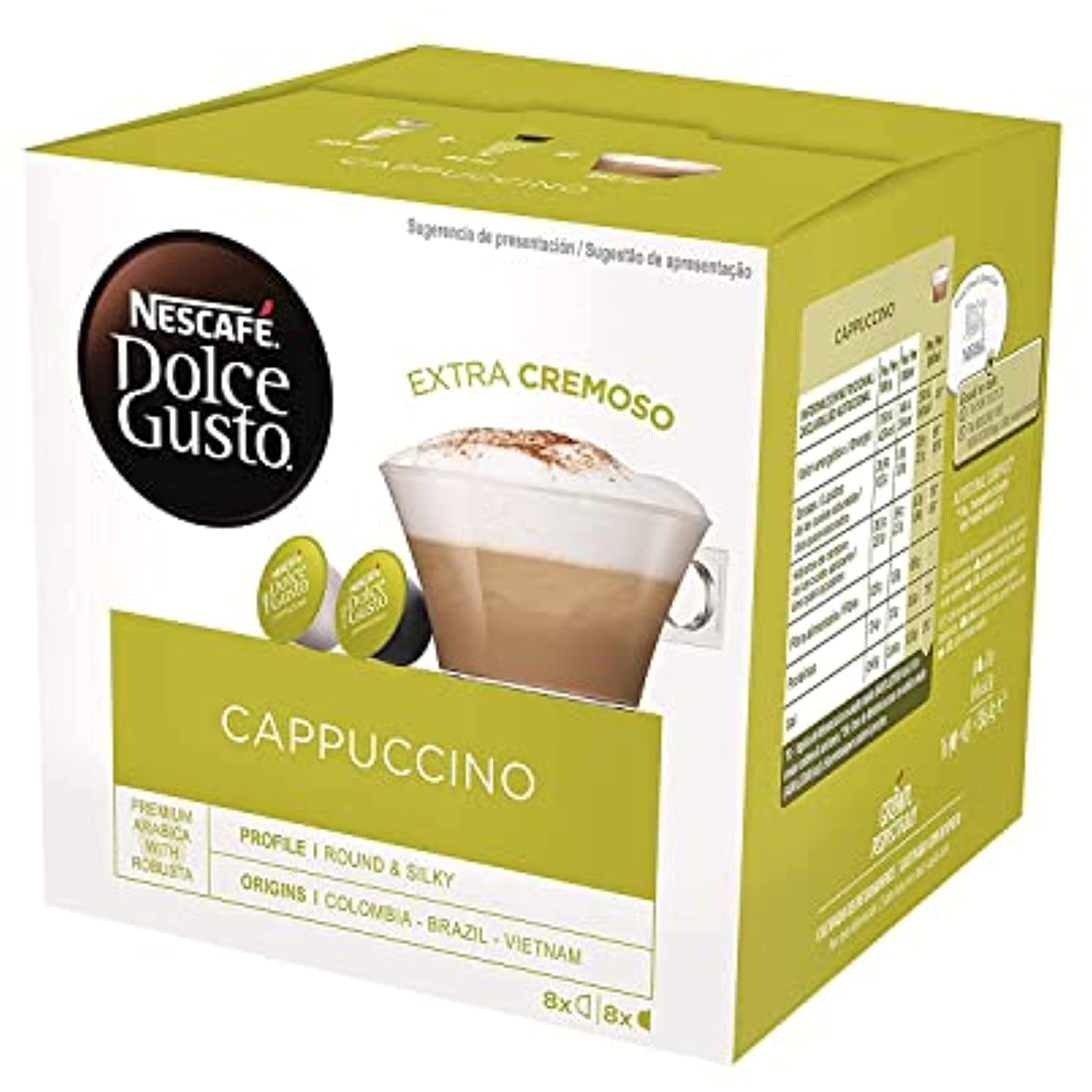 GRANA Coffee Capsules Compatible with Nescafe Dolce Gusto - 48 Count of  Dolce Gusto Cappuccino (3 Boxes of 16 capsules each) - Dolce Gusto Coffee  Pods