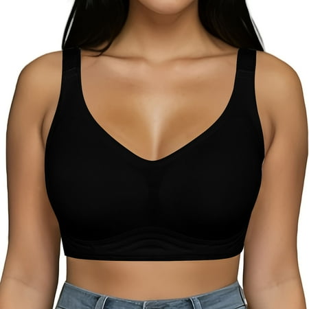 Mrasaso Holiday Gift Finder! Workout Tops for Women Women Nylon Bra Women s Lightweight Soft Push-Up BraSolid Color Underwire-Free Design for Comfort(1pc Bra) Black|M