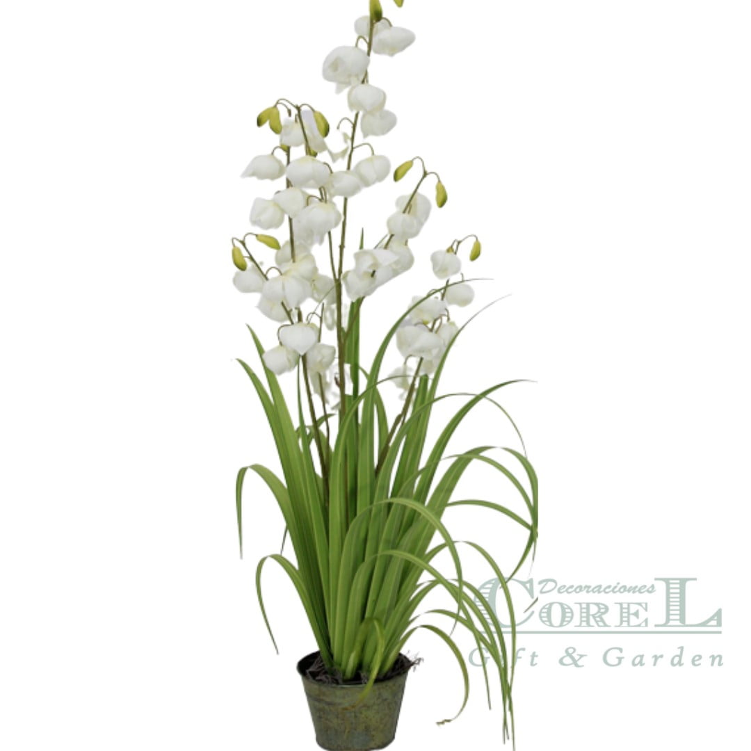 Planta Decorativa Pasto Con Flor Campana 91Cm