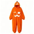 thumbnail image 3 of Curuila Halloween Adult Jumpsuit With Pocket Hallowmas Pumpkin Hooded Flannel Pajamas For Women And Men Party Comfort Homewear Jumpsuit Size L, 3 of 7