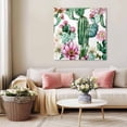 thumbnail image 5 of Pink Wall Art Painting on Canvas, Green Cactus Pastoral Watercolor Canvas Art Home Prints Wall Art Framed Modern Artwork for Living Room Bedroom Wall Decor 12x12in, 5 of 9