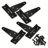 4Pcs T-Hinge Gate Shed Hinges In Black, 3 Inch Door Barn, Heavy Duty T-Strap