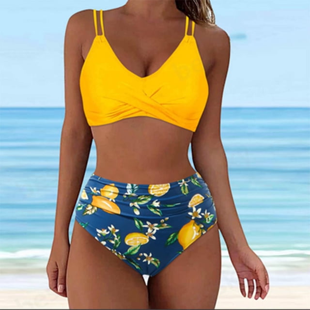 Trajes de baño para mujer, Trajes de baño para mujer, Traje de baño sin mangas estampado para mujer, Traje de baño push-up acolchado, Traje de baño de playa para mujer