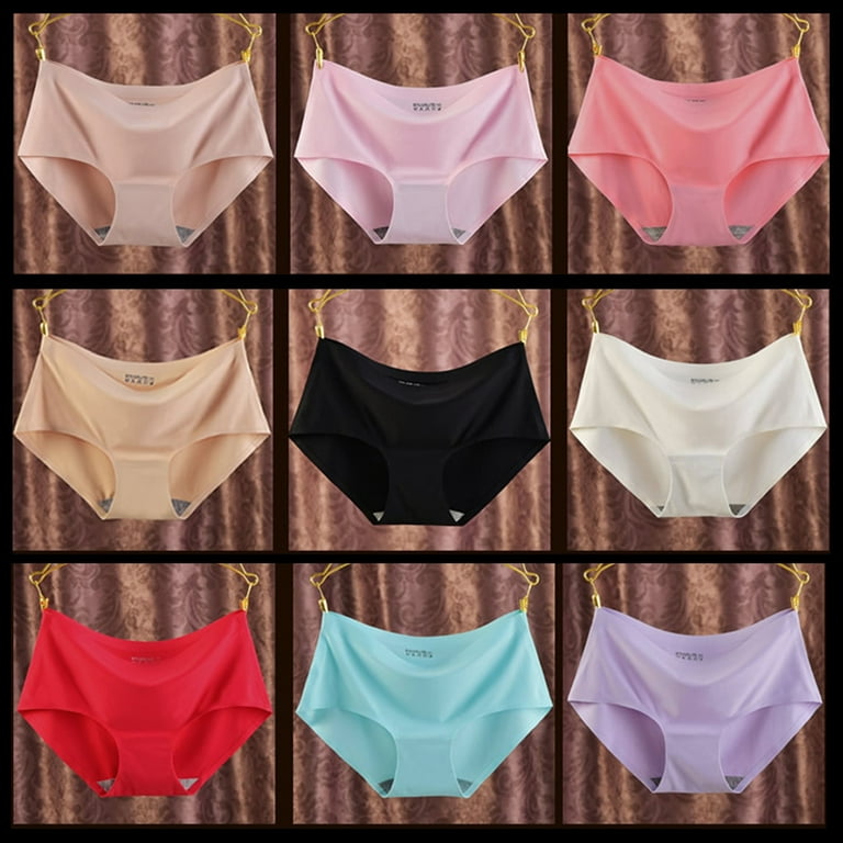 3Pack Ultra-Thin Non-Marking Ice Silk Underwear, Womens Seamless Ice Silk  Mid Waisted Breathable Soft Stretchy Panties Plus Size (XL, C) :  : Fashion