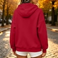 thumbnail image 6 of PRINxy Women's Solid Color Hoodie Long Sleeve Oversized Full Zip Jacket Drawstring with Pockets Soft Cozy for Fall Winter Red S, 6 of 7