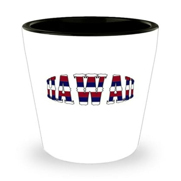 Hawaiian Souvenir Shot Glass, 1.5oz Mini Glassware Featuring Vibrant Hawaii Flag Colors, Ideal Vacation Gift or Collectible