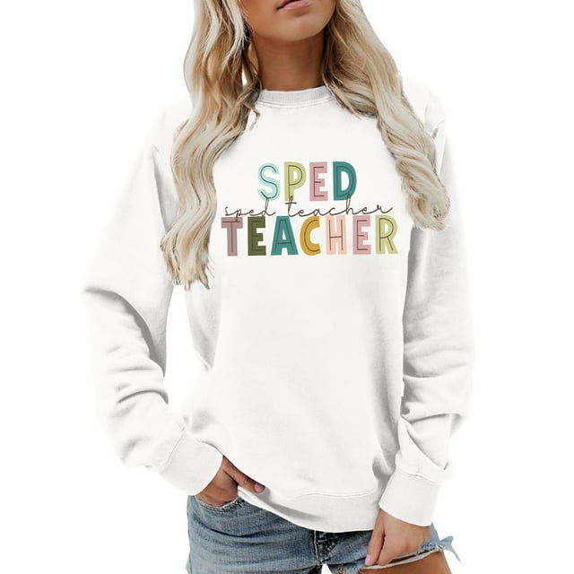Zhanying Chandail en Molleton pour Femmes Col Rond Blouses Décontractées Élégantes Manches Longues Chandail Tops Tenues d'Automne T-Shirts Basiques