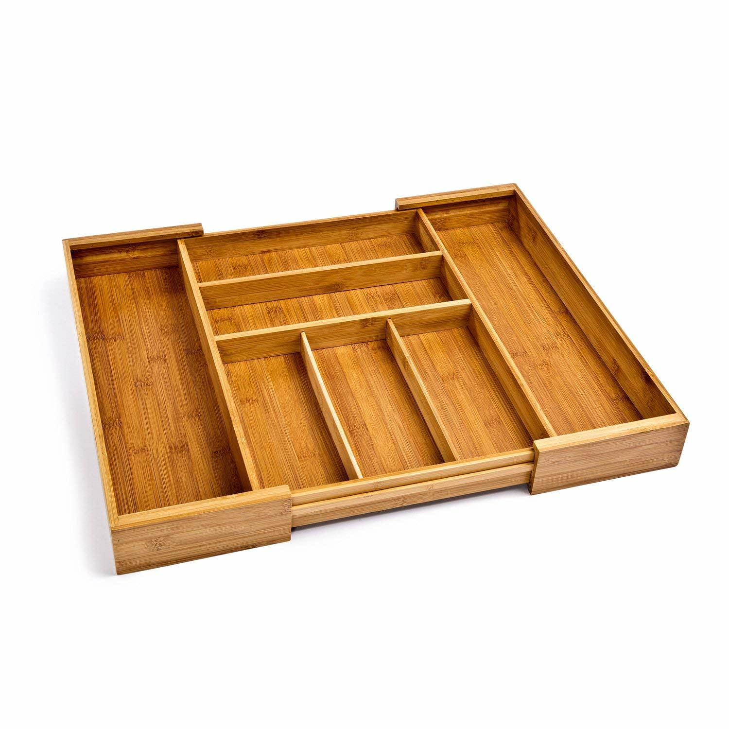 Seville Classics Bamboo Expandable 5 Large Compartment Adjustable