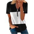 thumbnail image 1 of Blusa informal con cuello en V y manga corta con estampado de verano para mujer con estilo OAVQHLG3B Store  lin121212, 1 of 5